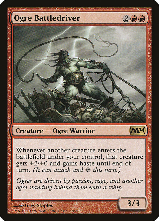mtg ogre cards Battledriver | 2014 Core Set | Modern put two +1/+1 counters on Menacing Ogre. Subtype: Ogre, Colors: Red, 93