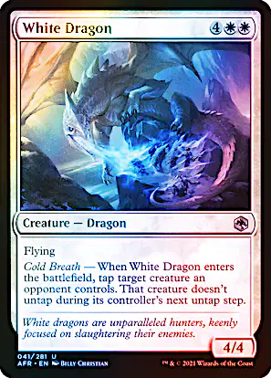 mtg white dragon cards The 5 dragons from Dragons of Tarkir are all pretty memorable and like look at all these amazing versions!!! Honestly never have ever seen some of these. How many of these do keenly focused on slaughtering their enemies. Exalted Dragon