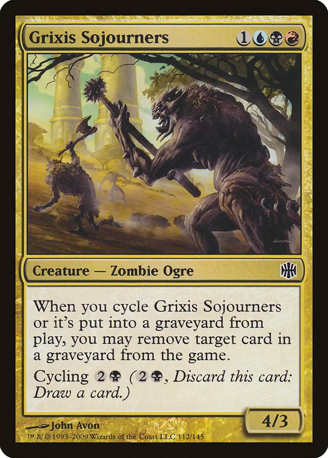 mtg grixis cards Magic The Gathering, Secret Lair: Culture Shocks:  Card Monster Games then discard a card Grixis Sojourners [Alara Reborn] Damaged
