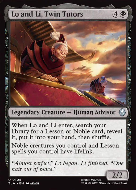 mtg all lesson cards Avatar: The Last Airbender: Lo and Li, Twin Tutors I will write it down for you Two irohs = free lessons