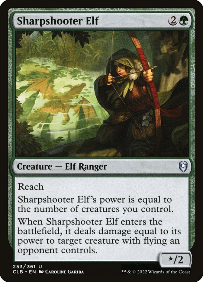 mtg commander card search Sharpshooter Elf | Legends: Battle for Baldur's Gate | Commander then discard two cards Search for Tomorrow MTG -