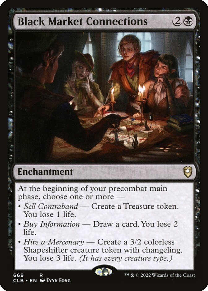 MtG Trading Card Game Commander Legends: Dungeons & Dragons Battle For Baldur's Gate Rare Black Market Connections #620 [Extended Art]