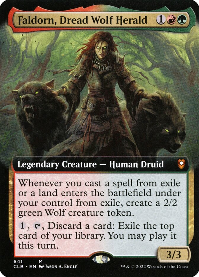 mtg faldorn commander deck Magic: The Gathering Legends: Battle for Baldur's Gate Commander  Exit from Exile + Collector Booster Sample Pack : Toys & Games 1 Booster Fun rare or mythic rare (a traditional foil in 20% of Sample Packs) 1 Traditional foil rulebook common or uncommon The Collector Booster Sample Pack might contain a special version of one of the cards in your Commander deck or a card perfect to add to another Commander deck Faldorn, Dread Wolf Herald (Display