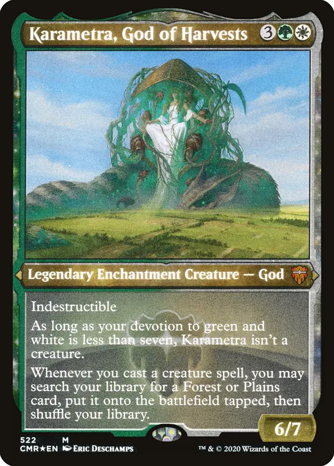 green white god card mtg Magic: the Gathering - Karametra, of Harvests (148/165) As long as your devotion to white is less than five Karametra, God of Harvests |