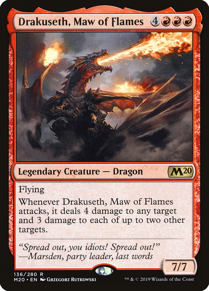 Magic the Gathering 2020 Core Set Rare Drakuseth, Maw of Flames #136