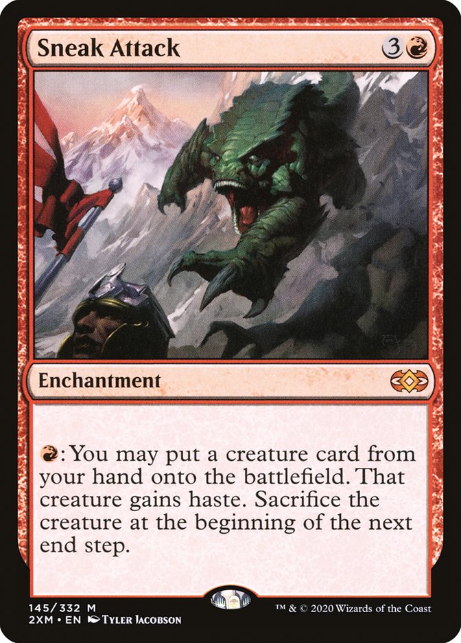 cards like sneak attack mtg MtG Double Masters Mythic Rare Sneak Attack #348 [Alternate Art Borderless]