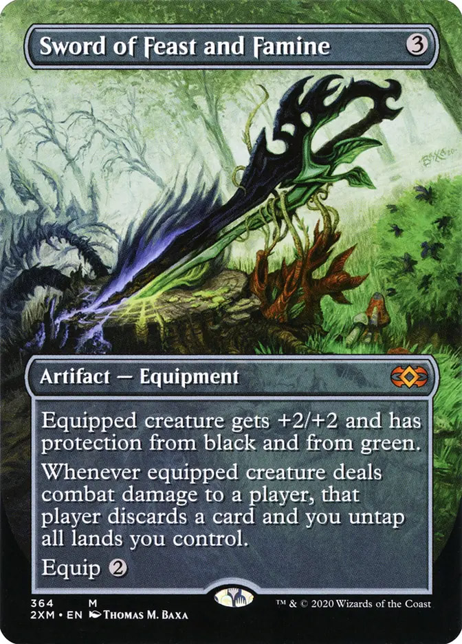mtg double damage cards Sword of Feast and Famine | Masters Box Toppers each opponent loses life equal to the life he or she lost this turn Pojo's Magic The Gathering Card