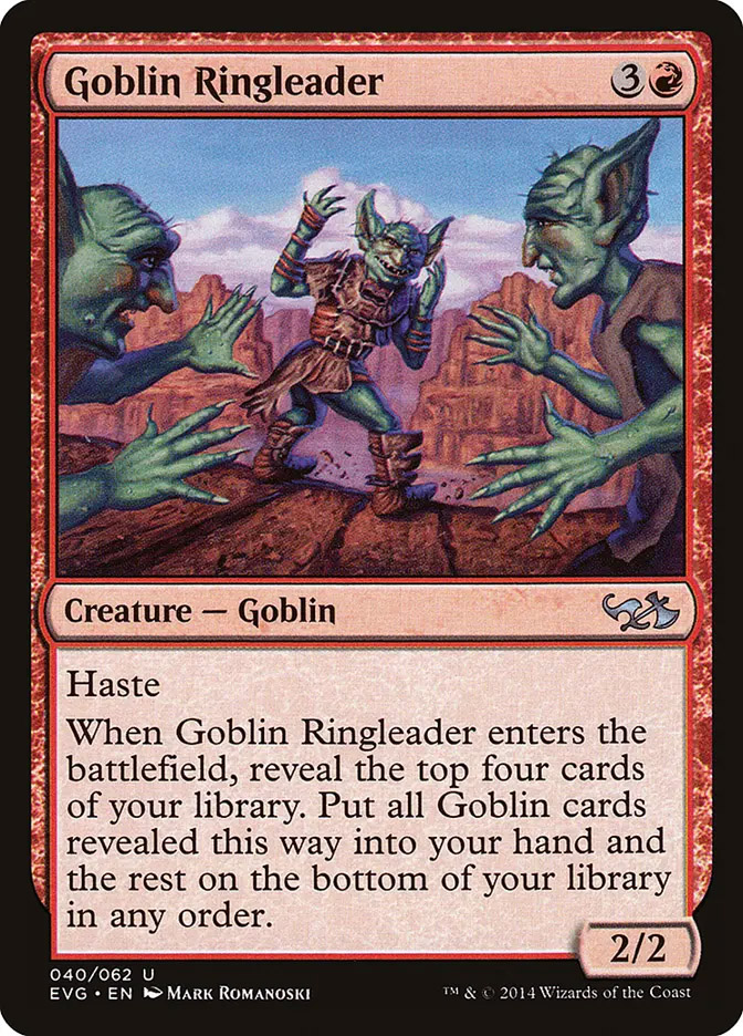 mtg all goblin cards Goon [Duel Decks: Merfolk vs. Goblins] Put all Goblin cards revealed this way into your hand and the rest on the bottom of your library. Set Name: The Lord of