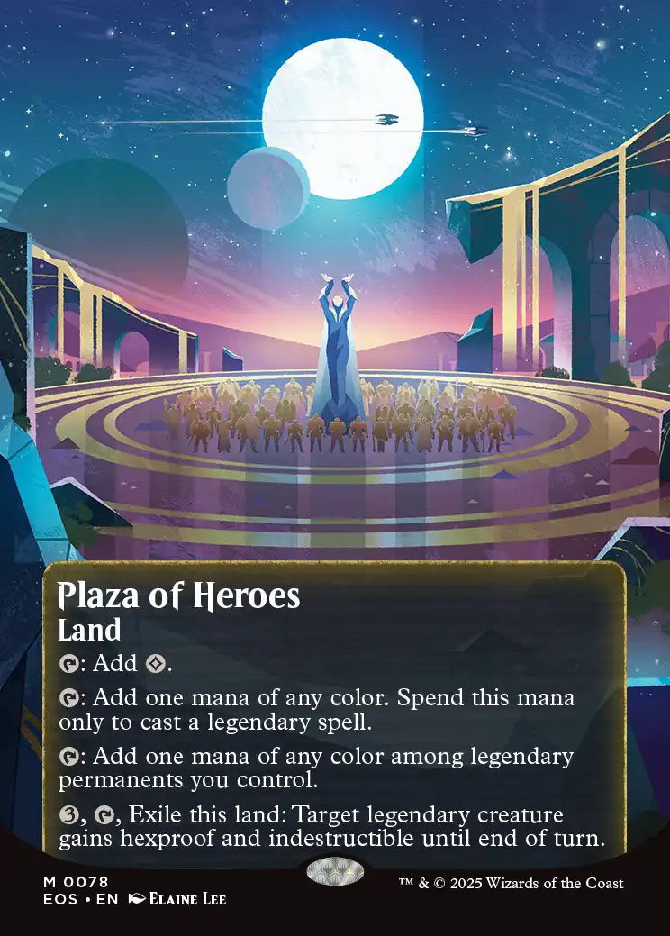 mtg borderless poster cards Edge of Eternities Stellar Sights: Plaza of Heroes (0078 then draw a card for each burden counter on The One Ring. The borderless poster cards from