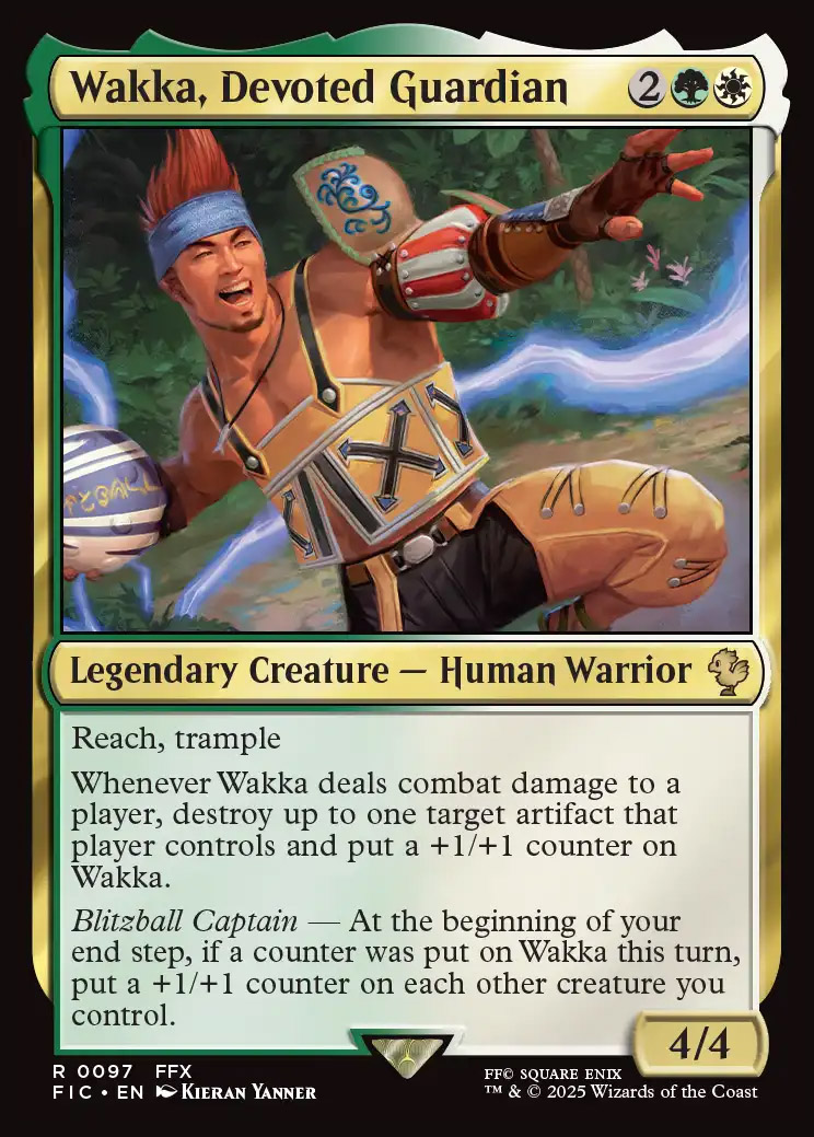 wakka final fantasy mtg Wakka, Devoted Guardian [190] [Extended Art] [FINAL FANTASY: Commander] [Foil]  Face to Face Games put a +1/+1 counter on each other creature you control. Card Kingdom
