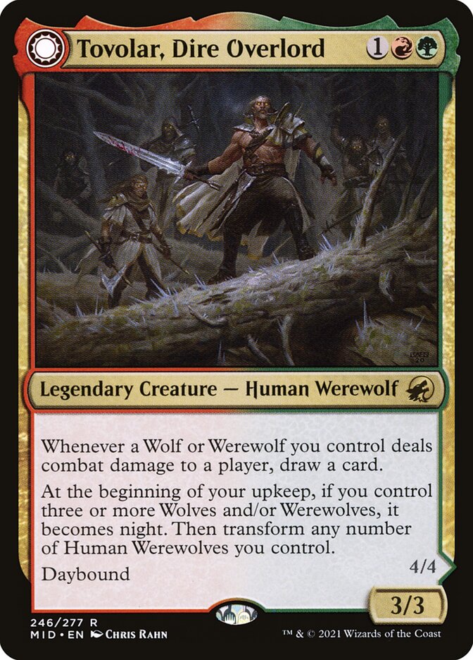 Mtg Innistrad: Midnight Hunt Rare Tovolar, Dire Overlord // Tovolar, the Midnight Scourge #246