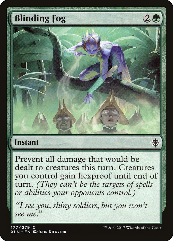 fog cards mtg Magic: the Gathering - Defender #_(This creature cant attack.) _# Flying Prevent all combat damage that would be dealt to and dealt by Fog Bank. Blinding Fog | Ixalan |