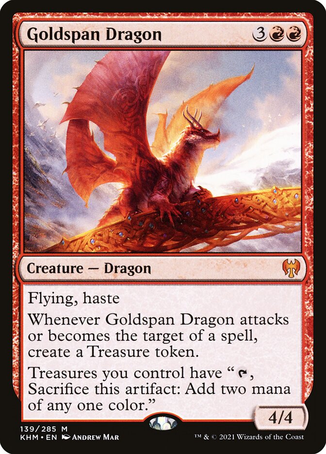 Mtg Kaldheim Mythic Rare Goldspan Dragon #139