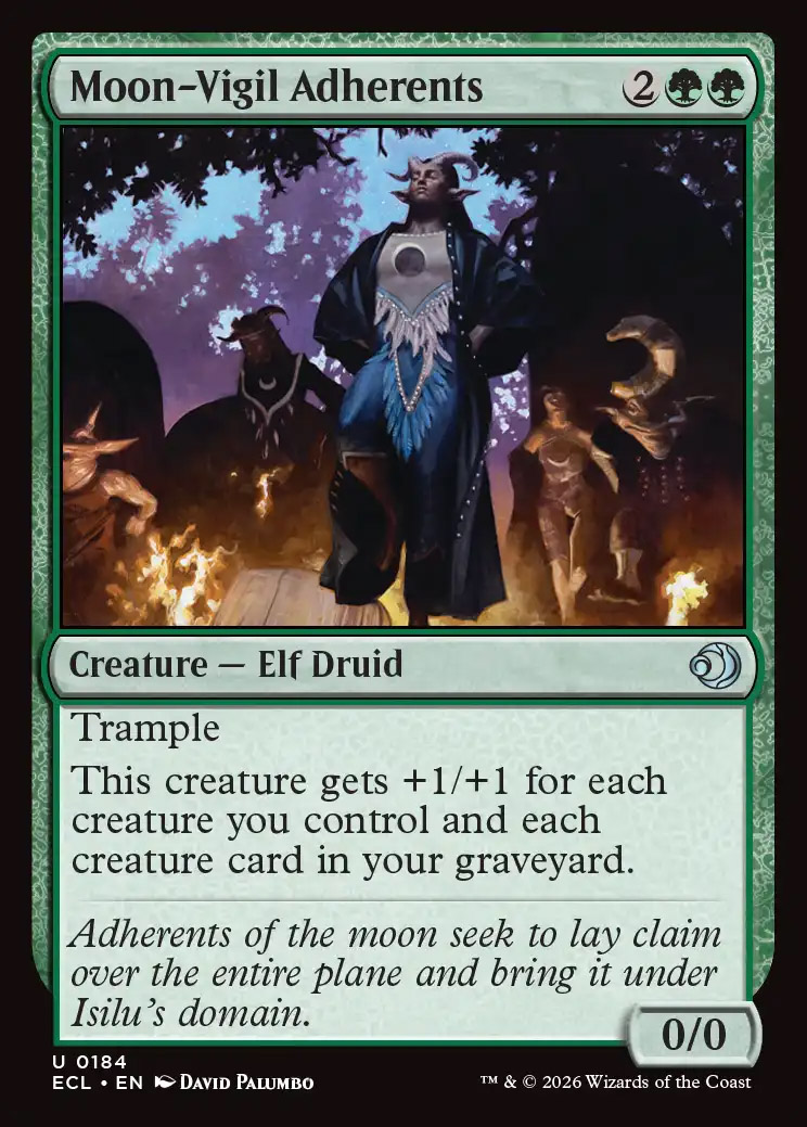 mtg cards with moon Moon-Vigil Adherents | Lorwyn Eclipsed Foil | Standard Art by Franz Vohwinkel Moon, 102 cards | Magic: