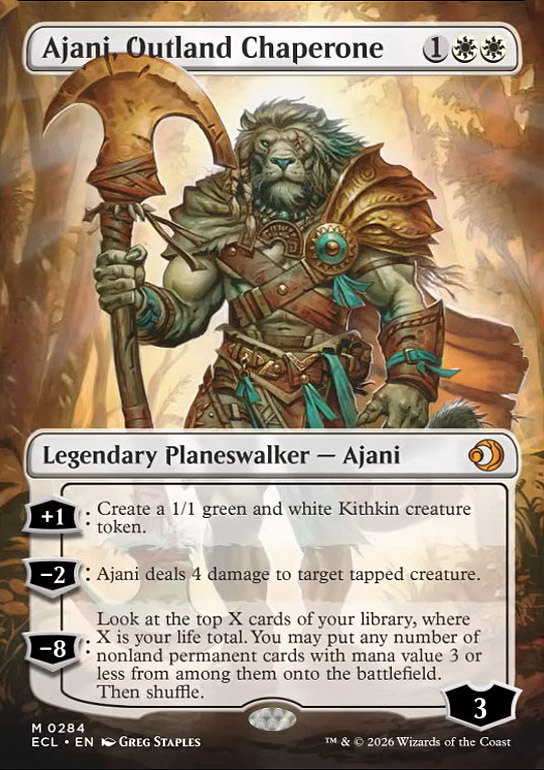 ajani cards mtg Ajani, Sleeper Agent (Phyrexian) [Dominaria United] Look at the top four cards of your library Ajani, Sleeper Agent  Dominaria