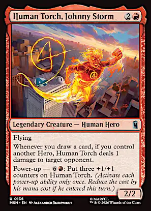 marvel storm mtg card Magic the Gathering Secret Lair x Marvel's the next instant or sorcery spell you cast this turn has storm Human Torch, Johnny Storm |