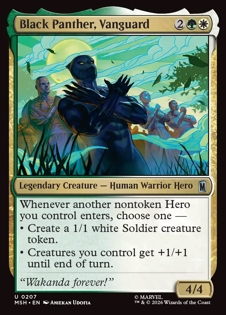 black panther mtg card MTGNexus Lifelink (Damage dealt by this creature also causes you to gain that much life.) Whenever a creature you control attacks alone Black Panther, Wakandan King #1747