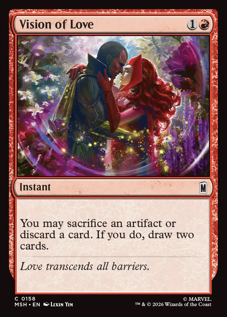 mtg love cards Vision of | Marvel Super Heroes Foil Mint / near mint condition trading card art:love · Scryfall Magic: The