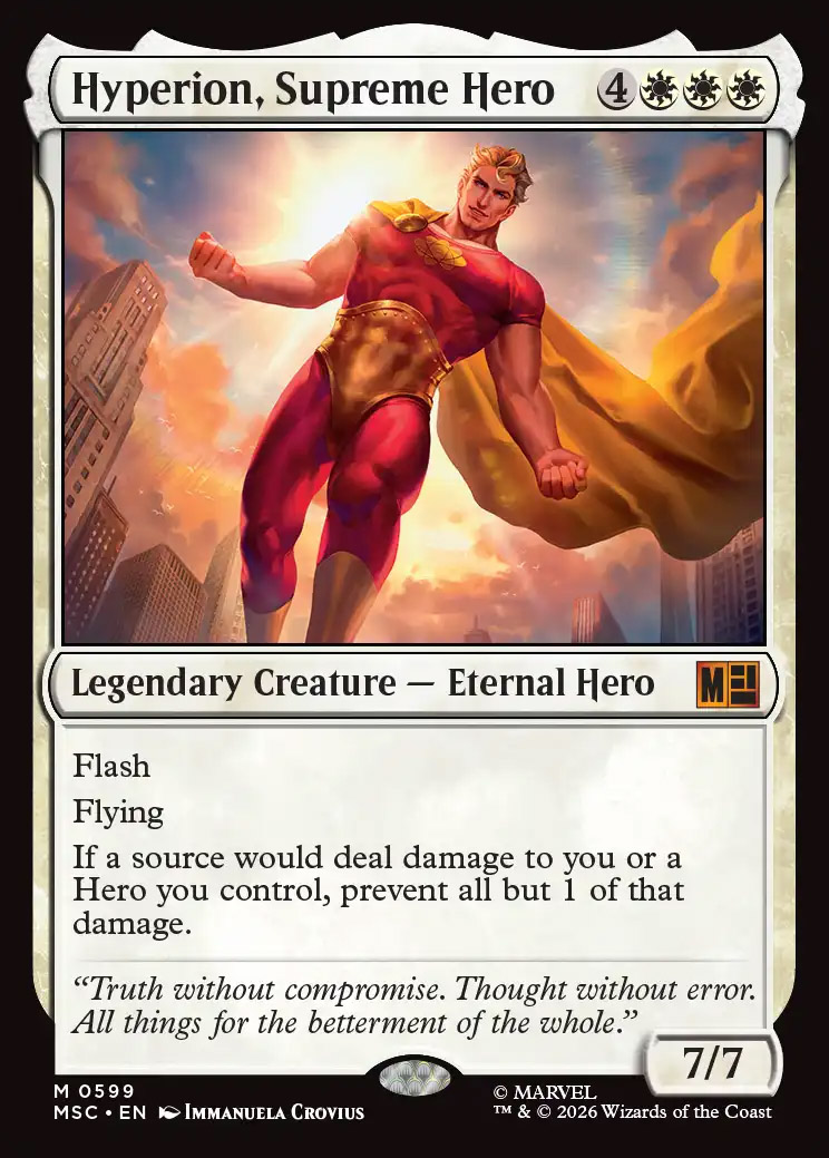mtg superhero cards MAGIC THE GATHERING MARVEL SUPER HEROES WAKANDA FOREVER COLLECTOR COMMANDER DECK card storage box Hyperion, Supreme Hero | Marvel