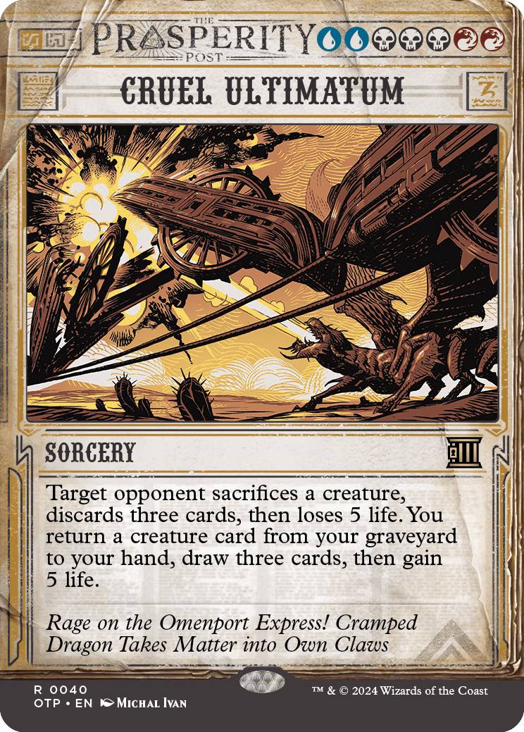 all ultimatum cards mtg Magic The Gathering - Outlaws of Thunder Junction - Breaking News Return any number of permanent cards with different names from your graveyard to the battlefield. Ultimatum Mtg | eBay