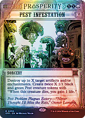 pest control mtg card $41 - "Pest Control" The Big Score (BIG) #52 Illustrated by Nino Vecia Magic Pest Infestation (showcase)
