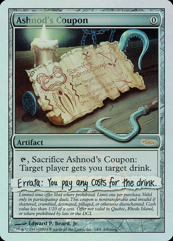 MTG Ashnod's Coupon 英　3枚セット Ashnod's Coupon | Promotional | Card Kingdom