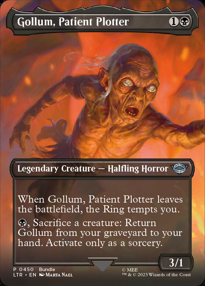gollum mtg cards Gollum, Patient Plotter Art Card [The Lord of the Rings: Tales of Midd  Dungeons & Javas An opponent guesses whether the top card of your library is the chosen kind Gollum, Patient Plotter (#309) (foil)