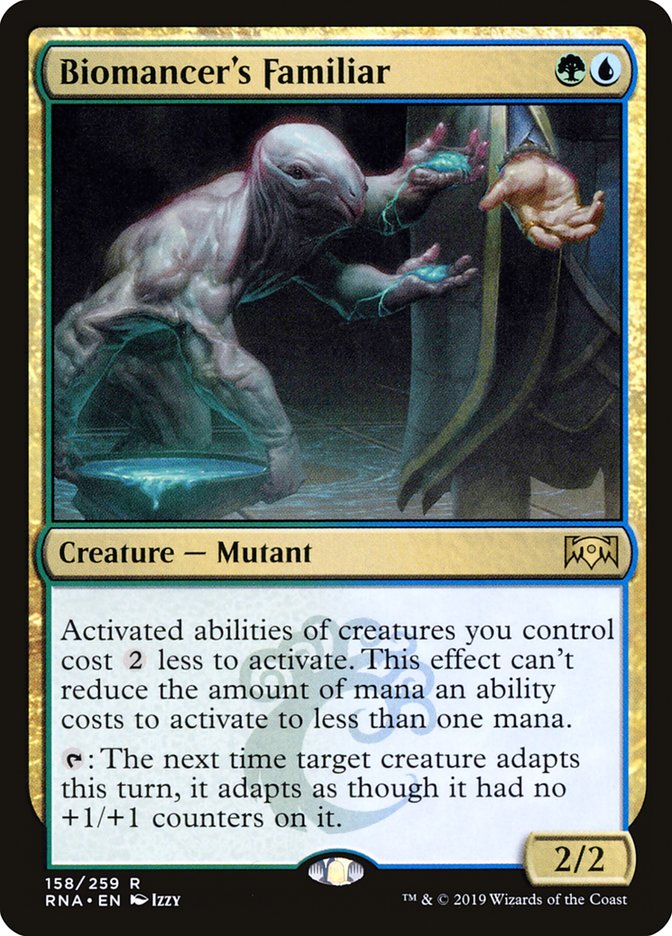 mtg cards that reduce cost of activated abilities Suppression Field [Ravnica: City Guilds]  Black Swamp Games it adapts as though it had no +1/+1 counters on it. Biomancer's Familiar [Ravnica Allegiance Prerelease