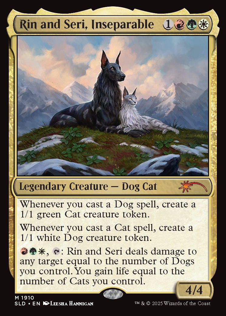 cat dog mtg card Rin and Seri, Inseparable Cats and Dogs Tribal Tokens Magic MTG Commander  Deck