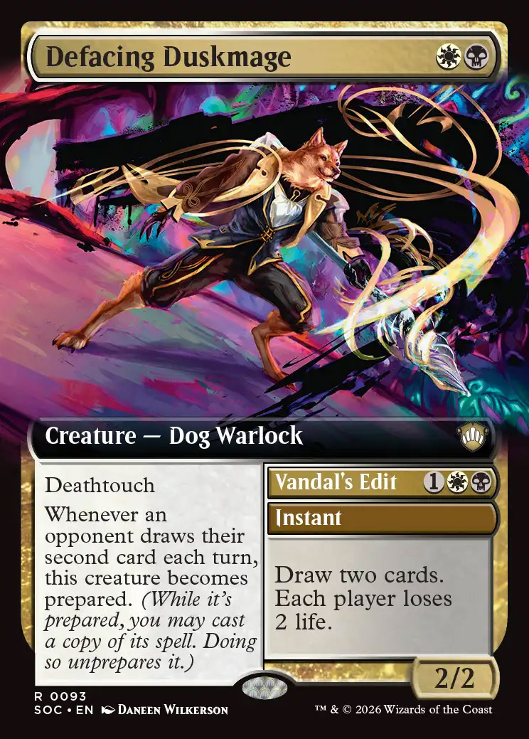 Secrets of Strixhaven Commander Decks Variants: Defacing Duskmage (0093 -  Extended Art)