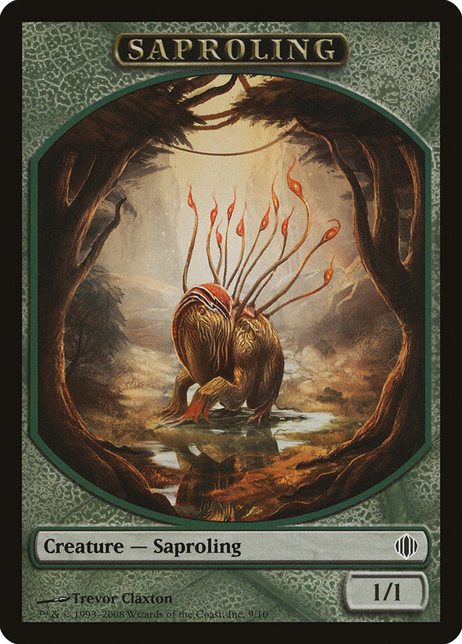 mtg cards that make saprolings Tarmogoyf (Ripple Foil) // Saproling Double-Sided Token [Modern Horizo