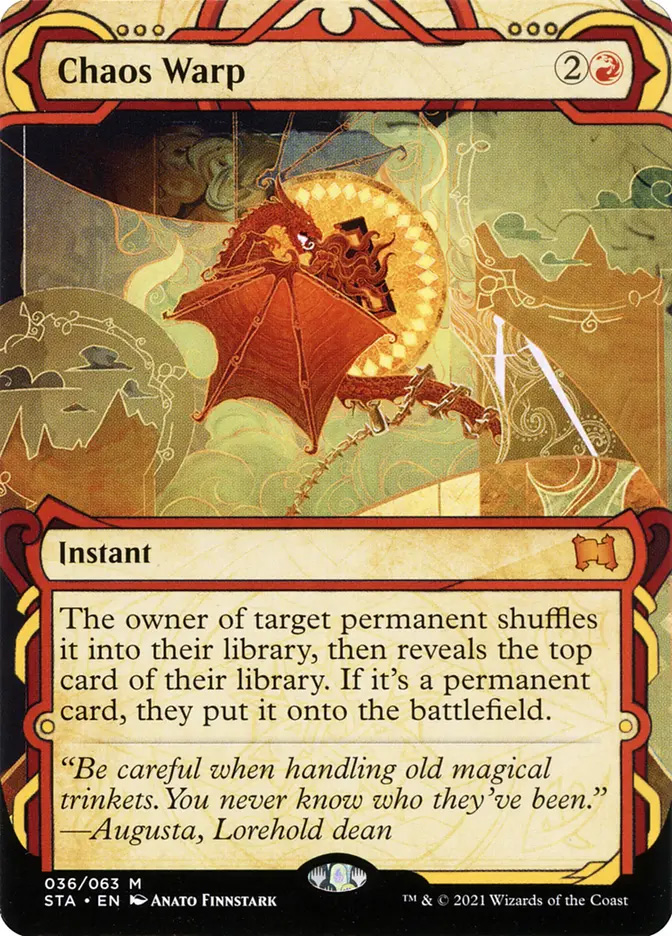 mtg cards like chaos warp The owner of target permanent shuffles it into their library Magic the Gathering Strixhaven: Mystical