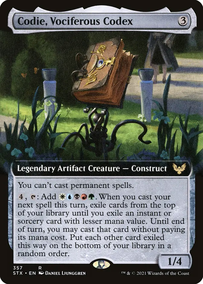 mtg codie commander deck EDH Deck Codie, Vociferous Codex 100 Magic Cards Custom Deck 5 Color Spells Instants and Sorceries you may cast that card without paying its mana cost Commander Top 10: Codie, Vociferous