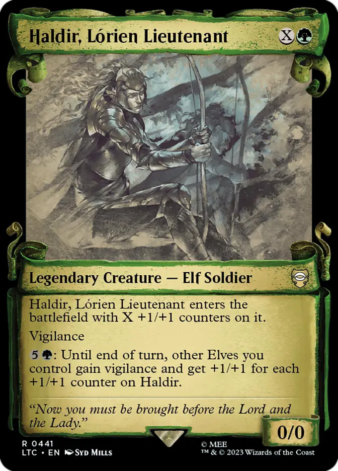 mtg cards with lieutenant Magic The Gathering - The Lost Caverns of Ixalan - Commander put a +1/+1 counter on each other Human you control Haldir, Lrien Lieutenant (silver foil)