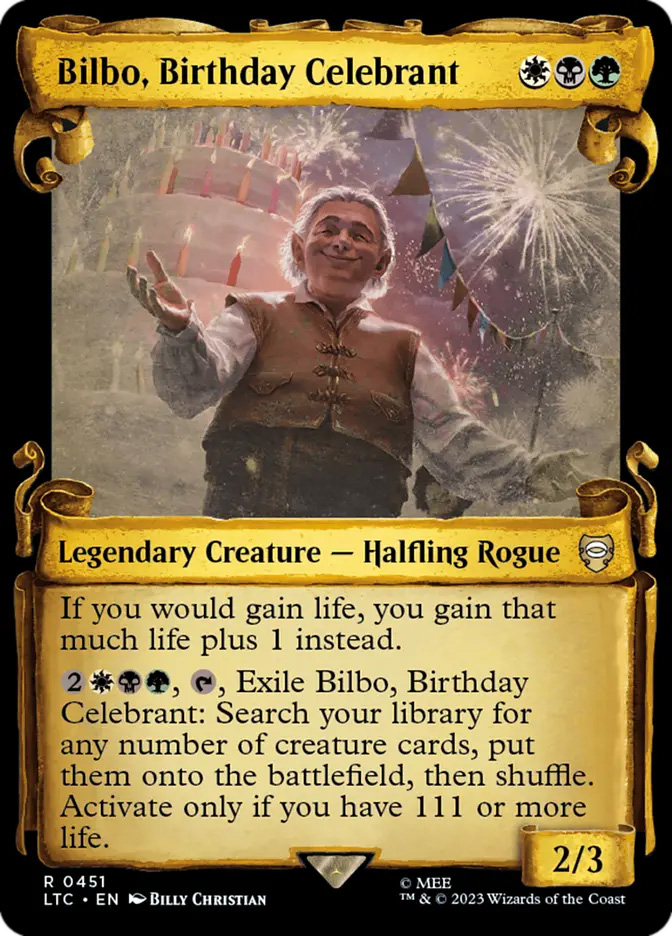 mtg bilbo card Bilbo, Luckwearer from The Hobbit Spoiler When Bilbo Bilbo, Luckwearer - The Hobbit