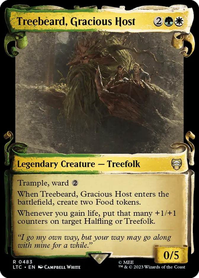 treebeard mtg card MTGNexus Each creature assigns combat damage equal to its toughness rather than its power. Treebeard, Gracious Host EDH/Commander Deck