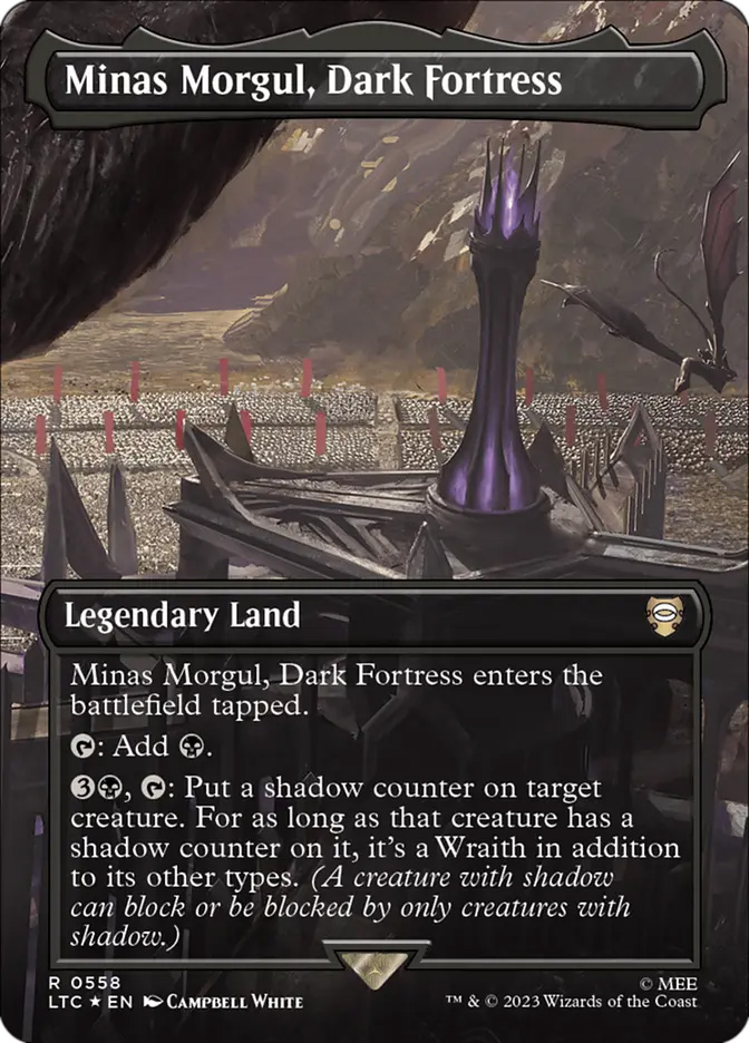 minas morgul mtg card its a Wraith in addition to its other types Minas Morgul, Dark Fortress (Borderless)