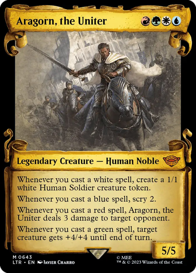 aragorn cards mtg Aragorn, King of Gondor (#85) (extended art) Whenever you cast a red spell Mtg Altered Art Card Aragorn,