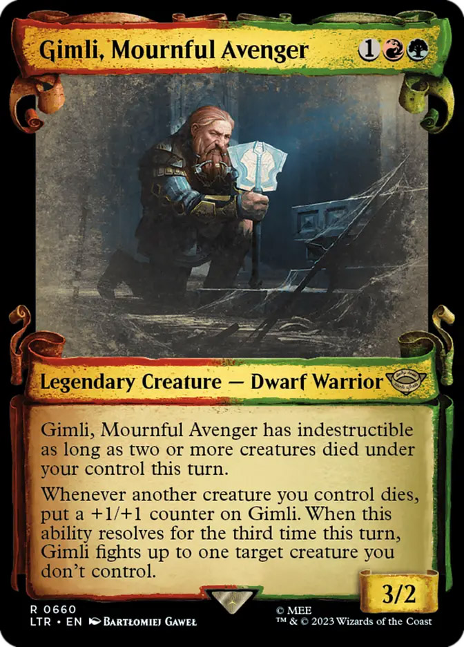 gimli card mtg Magic The Gathering - The Lord of the Rings create a Treasure token. Gimli of The Glittering Caves