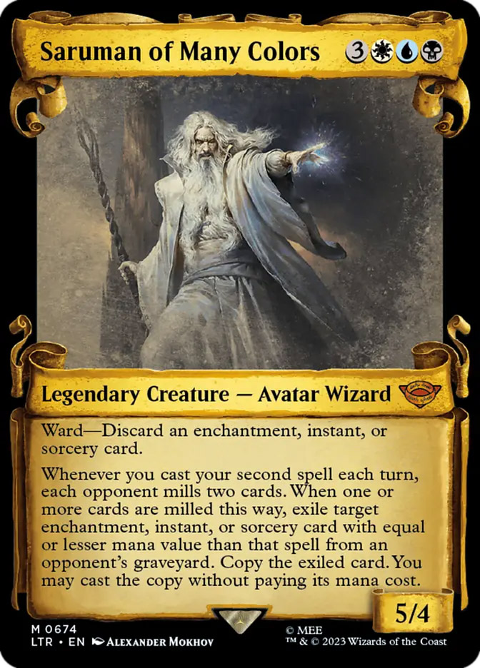 saruman mtg card of Many Colors | The Lord of the Rings: Tales of Middle-earth Variants Foil | Modern Its also an Orc Saruman, the White Hand 008