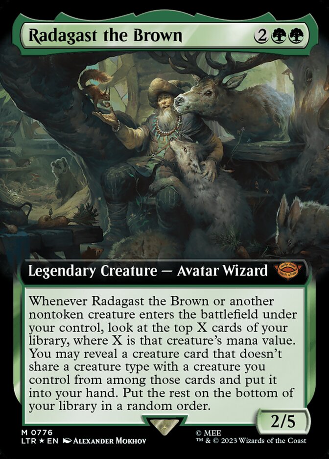 radagast the brown mtg card 401 Games Canada You may reveal a creature card from among them that doesnt share a creature type with a creature you control and put it into your hand MTG LOTR Radagast the brown