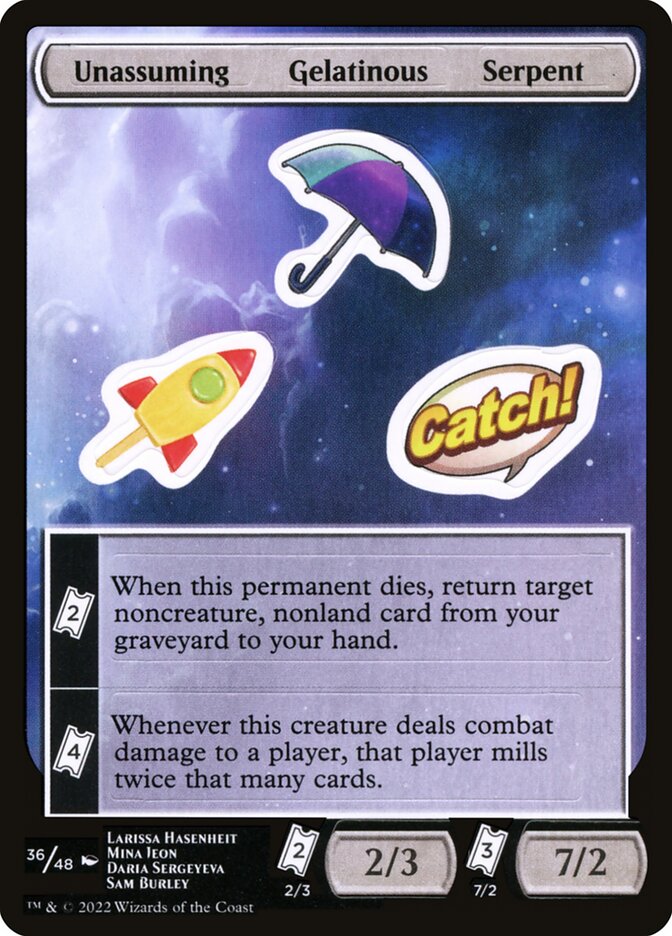 mtg unfinity sticker cards Sheet - Zombie / Cheese / Magician #006 Unassuming Gelatinous Serpent Sticker Sheet