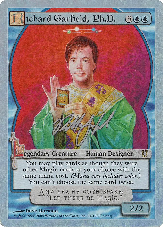 mtg richard garfield card Magic: The Gathering - Garfield, Ph.D #_(Mana cost includes color.) _# You cant choose the same card twice. Richard Garfield, Ph.D. | Unhinged