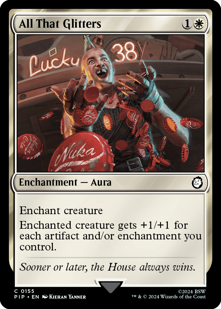 mtg fallout rare cards All that Glitters | Universes Beyond: | Commander Its a green Mutant with base power and toughness 3/3 MTG Fallout Commander decks: Most