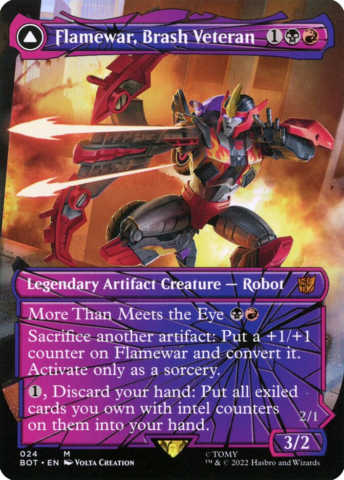 shattered glass mtg cards Flamewar, Brash Veteran | Universes Beyond: Transformers