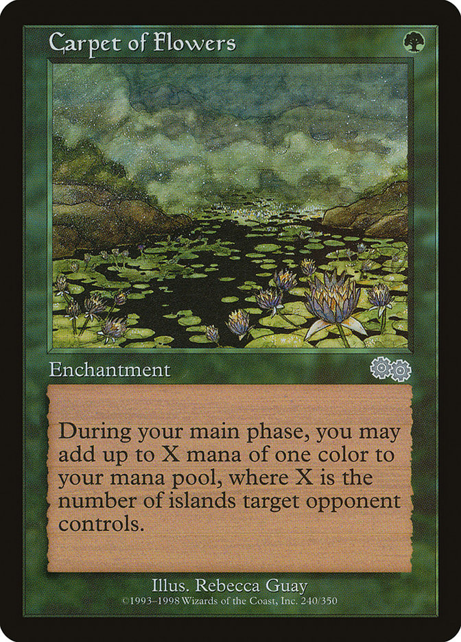 mtg flower cards MtG Urza's Saga Uncommon Carpet of Flowers #240