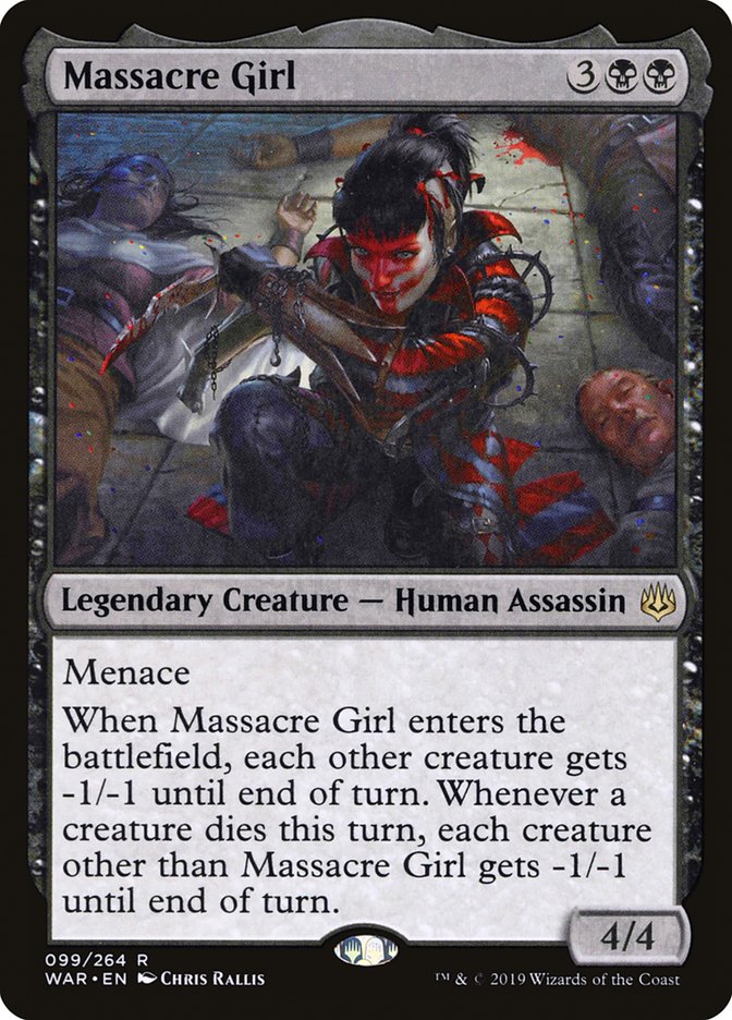 female mtg cards Massacre Girl, Known Killer (Showcase) - Murders at Karlov Manor Gorgeous Girls Deck(list) (Commander /