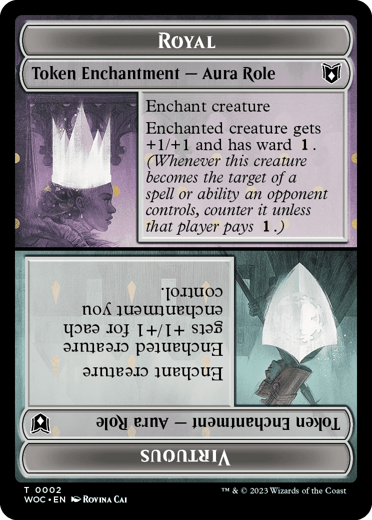 mtg token support cards Royal Role // Virtuous Role Token | Wilds of Eldraine Commander Decks | Commander Council of Reeds Token} //