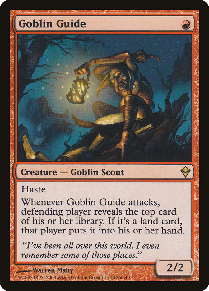 top goblin cards mtg Goblin Guide [Zendikar] Heavily Played