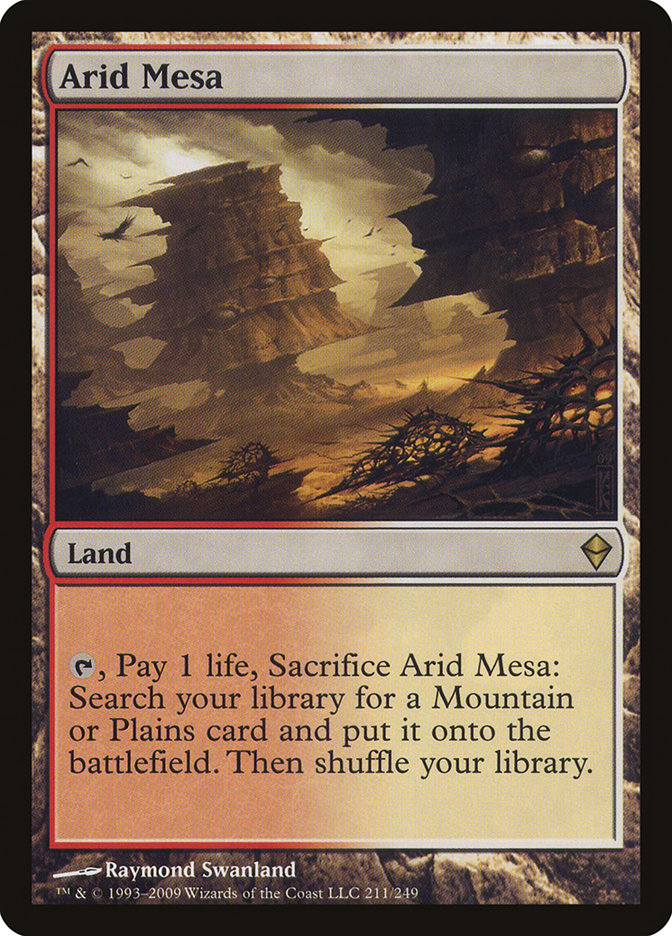 Magic the Gathering Trading Card Game Zendikar Rare Arid Mesa #211